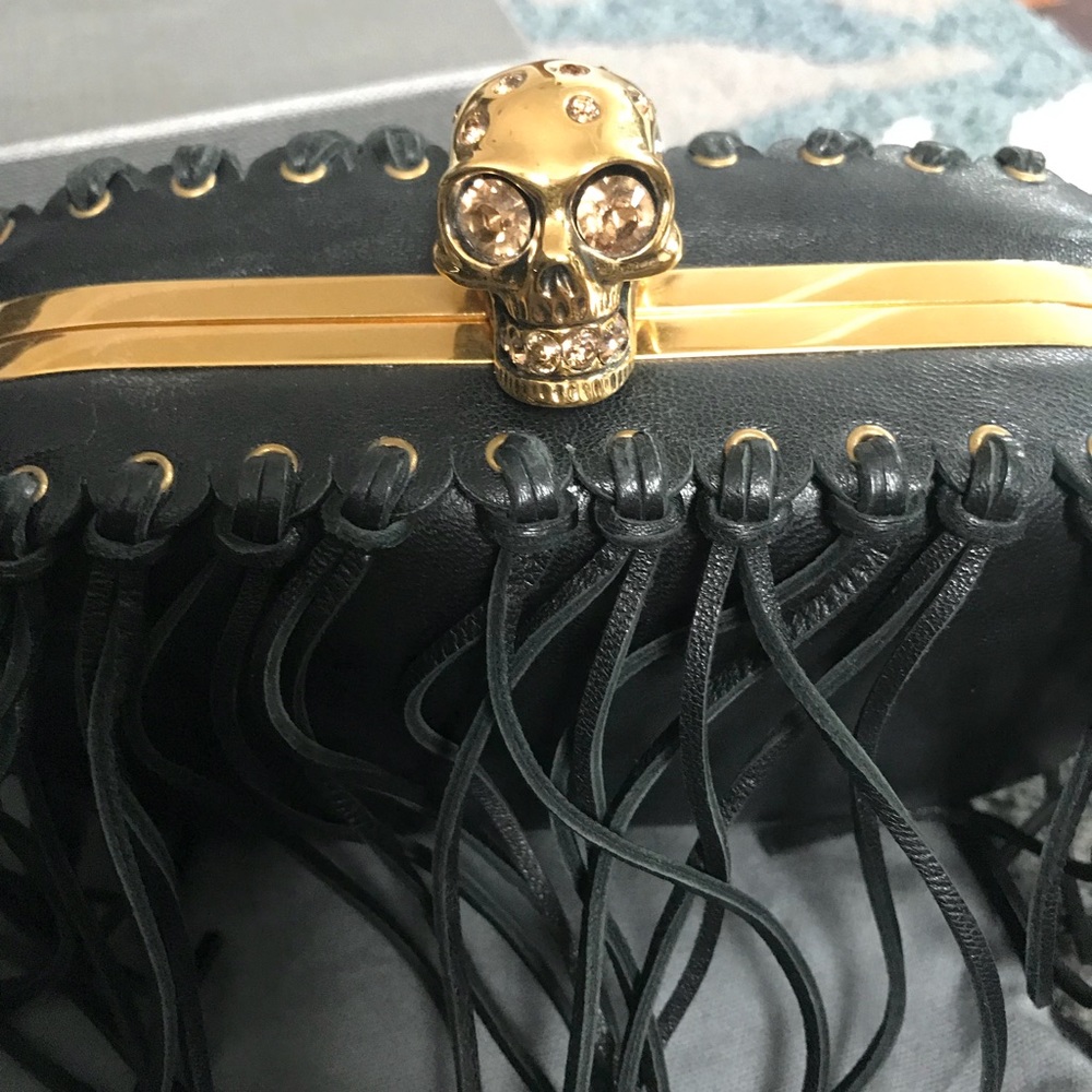 Authentic alexander mcqueen fringe clutch